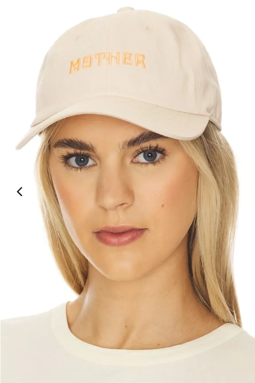 MOTHER Denim Hats off Cap Tan with Orange Lettering NWT